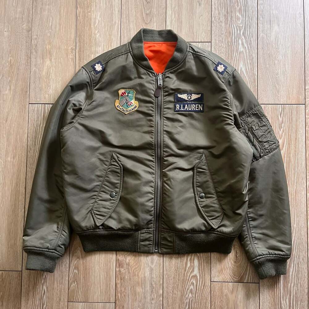 Polo Ralph Lauren MA-1 Flight Jacket Green Military Patches
